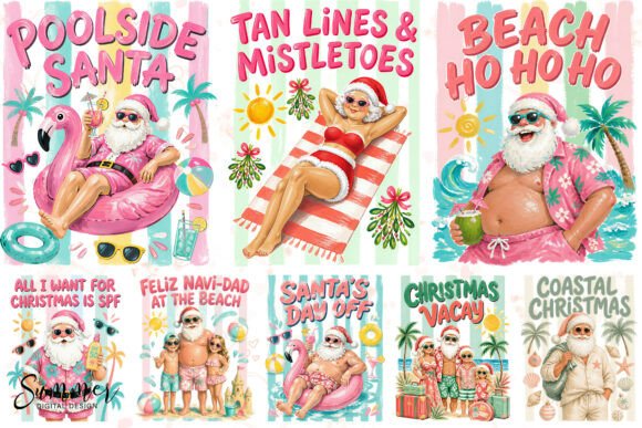 Download Poolside Santa Coastal Christmas PNG - Png Collection