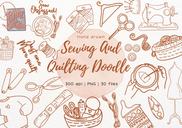 Download Sewing and Quilting Hand Drawn Doodle - Sewing Collection