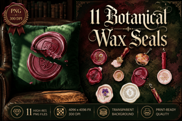 Download Botanical Wax Seal Clipart Vintage PNG - Png Collection
