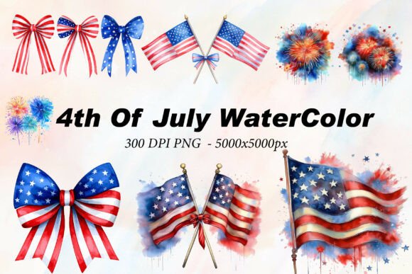 Download 4th of July Watercolor PNG Bundle - Png Collection