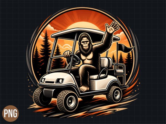 Download Bigfoot Golf Cart Retro PNG T-Shirt - Png Collection