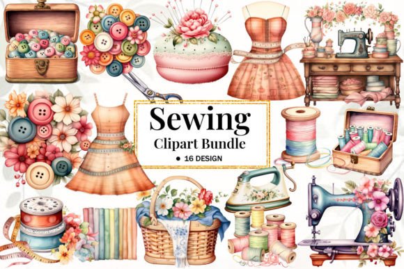 Download Vintage Sewing PNG Sublimation Clipart - Premium Bundle
