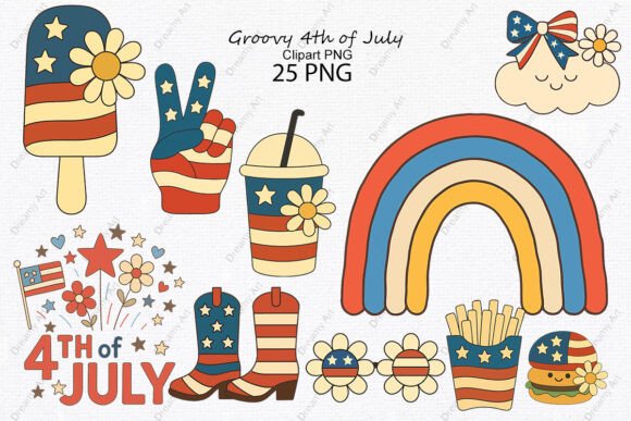 Download Groovy 4th of July Clipart PNG - Png Collection