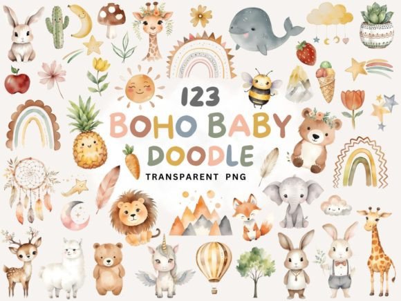 Download Boho Baby Watercolor Clipart PNG - Png Collection
