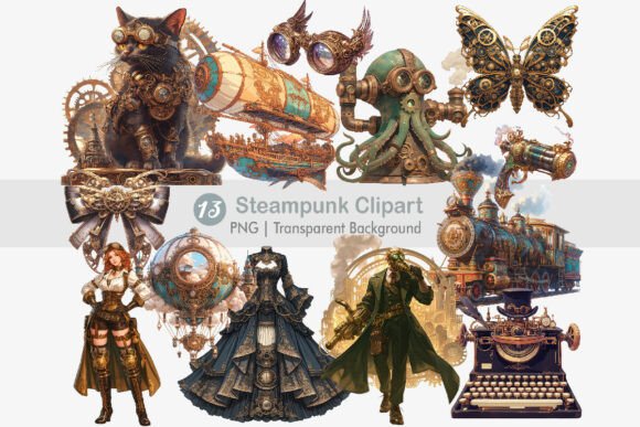 Download Steampunk Clipart PNG Bundle - Png Collection