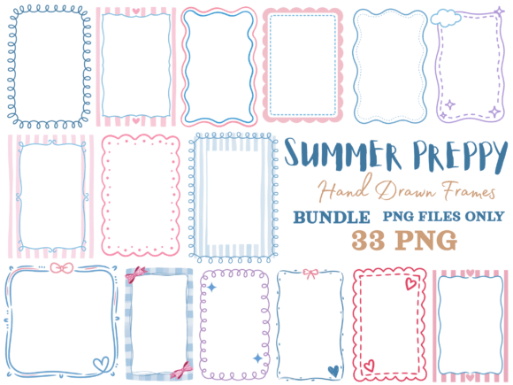 Download Preppy Summer Frames PNG Bundle – Hand D - Png Collection