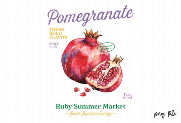 Download Summer Retro Pomegranate Fruit PNG - Png Collection