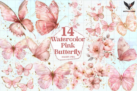 Download Watercolor Pink Butterfly Clipart PNG - Png Collection