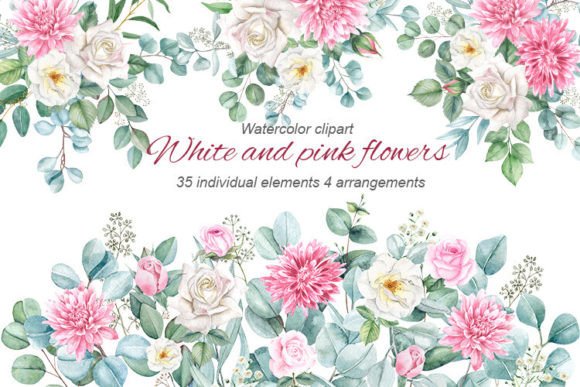 Download Pink and White Watercolor Flowers, PNG - Png Collection