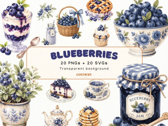 Download Blueberry Watercolor Cliparts, PNG SVG - Png Collection