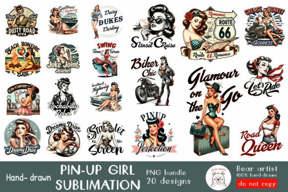 Download Pinup Girl 60s Sublimation PNG Bundle - Png Collection