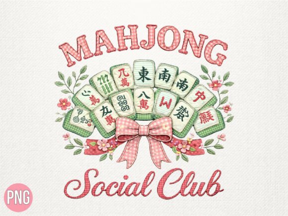 Download Mahjong Social Club Floral Retro PNG - Png Collection