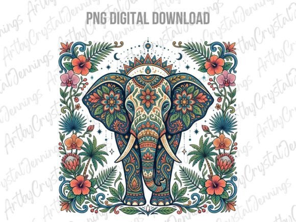 Download Bohemian Floral Elephant Animal PNG - Png Collection