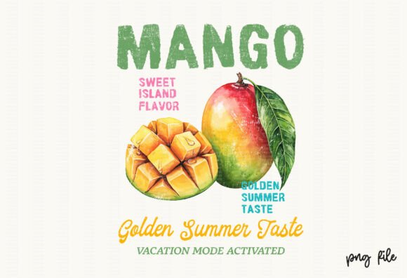 Download Tropical Fruit PNG Retro Summer Mango - Png Collection