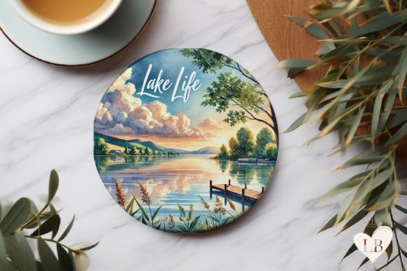 Download Lake Life Round Coaster PNG, Lake Dock D - Png Collection