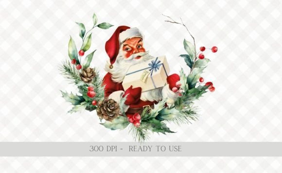 Download Christmas Vintage Santa Wreath PNG - Png Collection