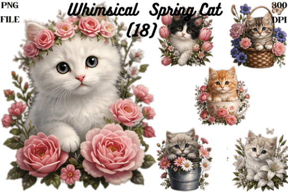 Download Whimsical Spring Cats Clipart PNG Bundle - Png Collection