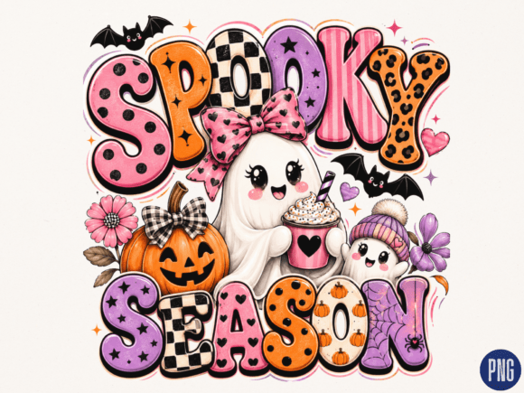 Download Cute Ghost Spooky Season Typography PNG - Png Collection