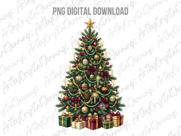 Download Vintage Watercolor Christmas Tree PNG - Png Collection