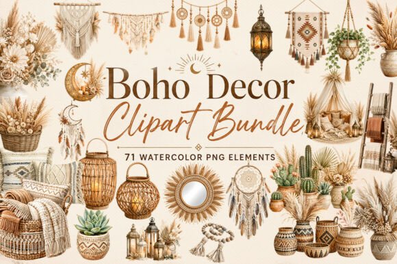 Download Boho-decor-watercolor-png-bundle-71-pack - Png Collection