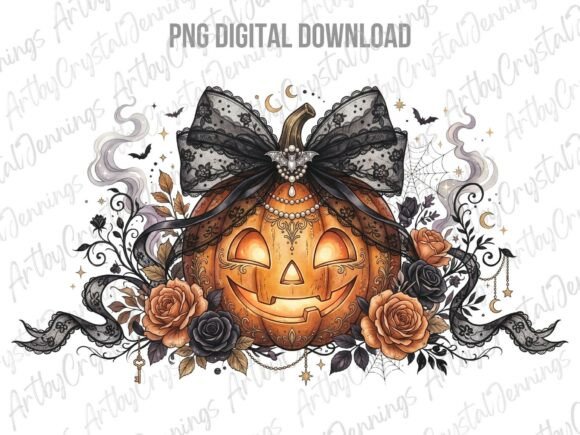 Download Gothic Coquette Pumpkin Halloween PNG - Png Collection