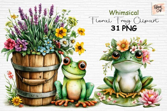 Download Whimsical Floral Frog Clipart PNG - Png Collection