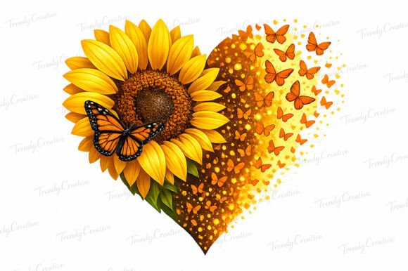 Download Sunflower Heart Butterfly Rustic PNG Art - Png Collection