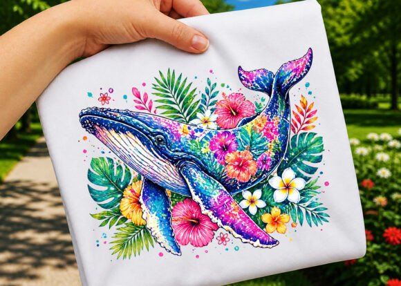 Download Tropical Floral Ocean Animal Whale PNG - Png Collection